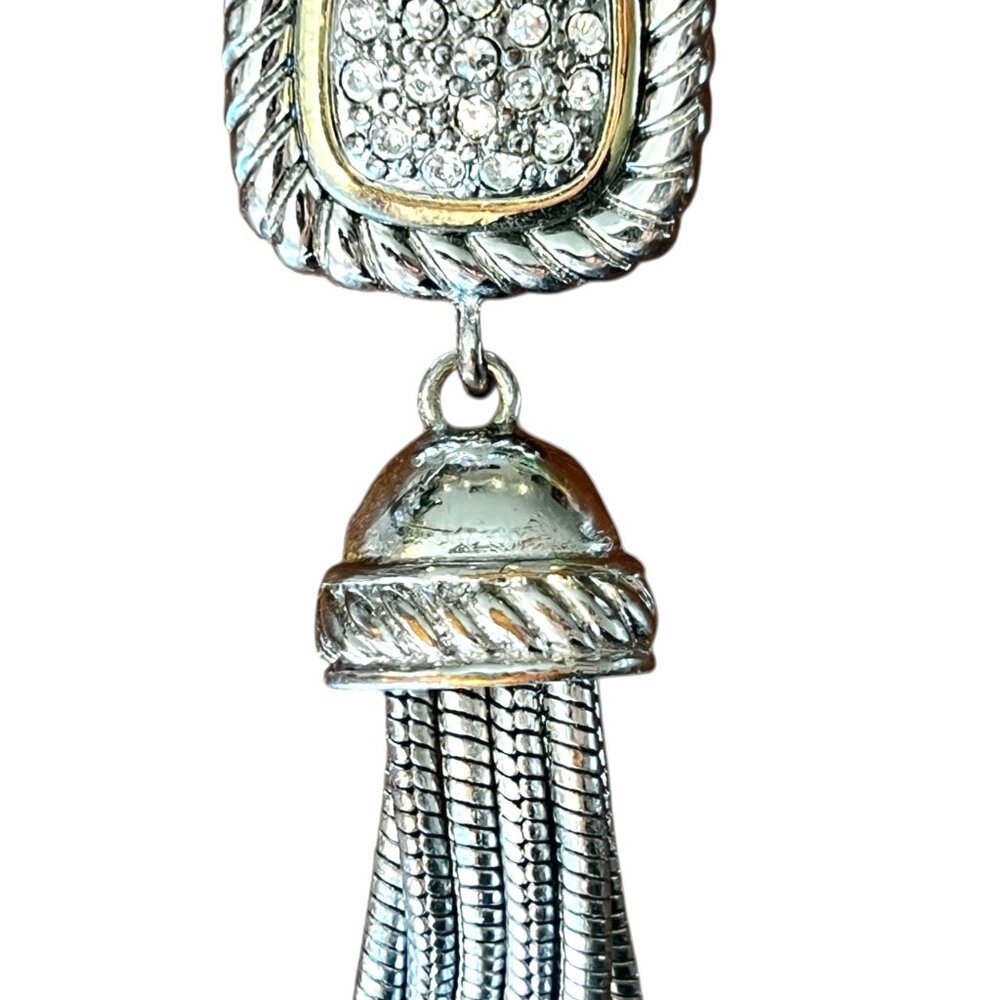 Alfani Silver-Tone Tassel Pendant Necklace With Rhinestones - Picture 4 of 10